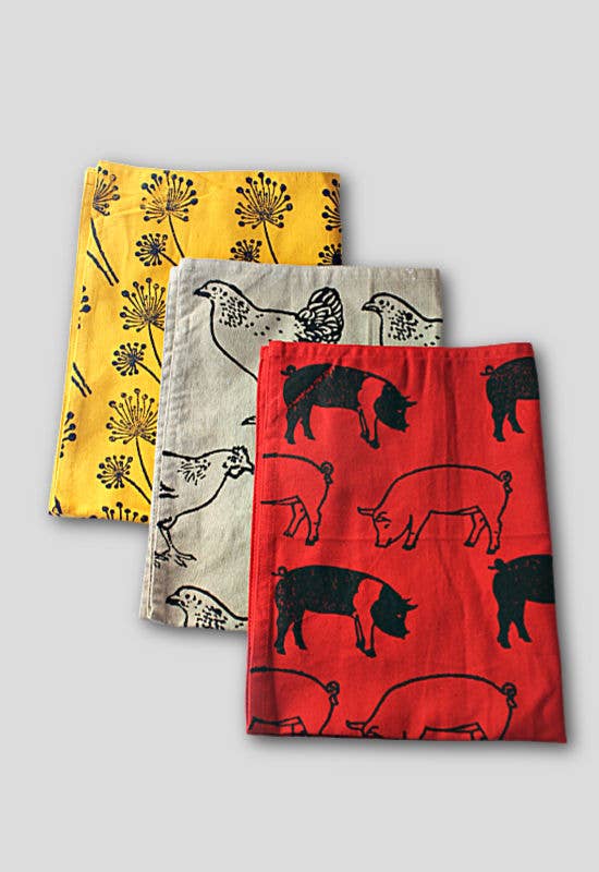 Blockprint Dishtowel, Colorful