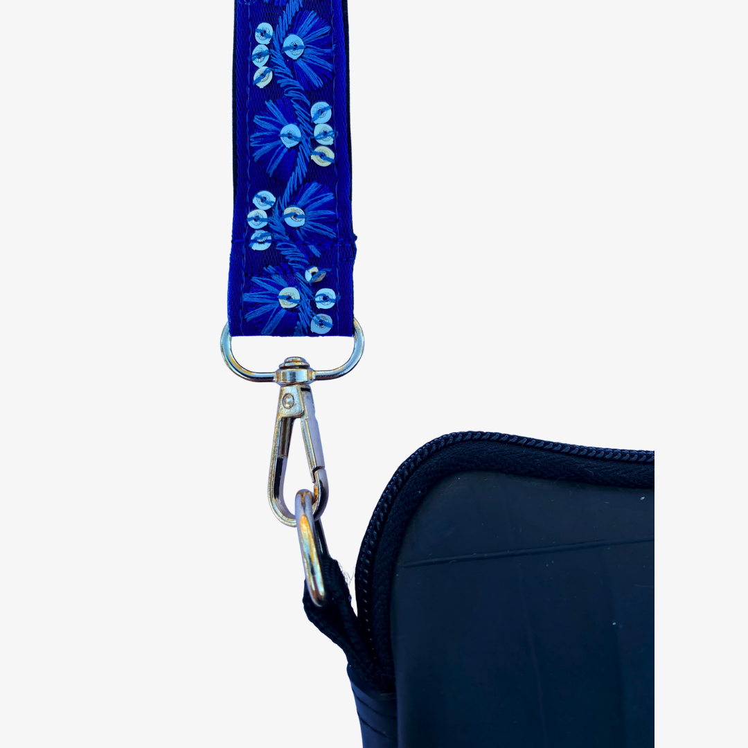 Handcrafted Small Rubber Sling Bag w Removable Strap
