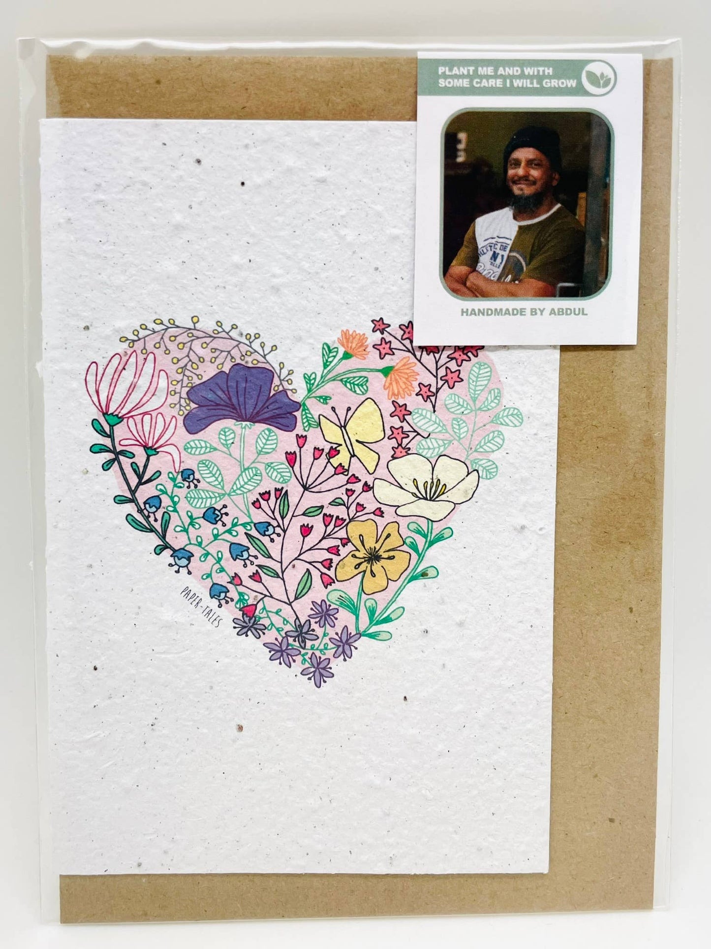 Growing Paper greeting card - Flower Heart: Paper Band