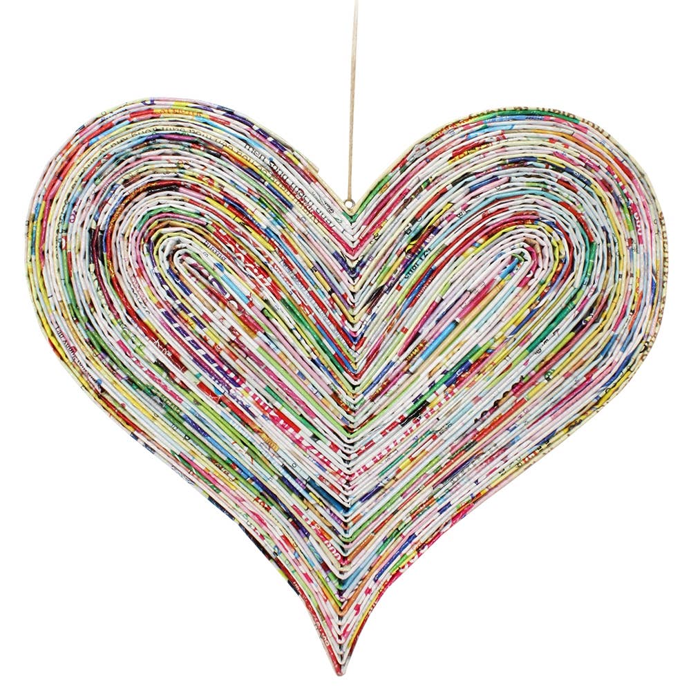Recycled Magazine Heart Ornament - TLV101