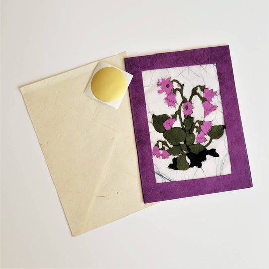 Campanula Flower Batik Note Card