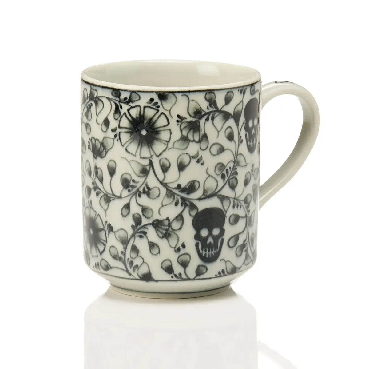 Floral Skull Handpainted Halloween Ceramic Mug