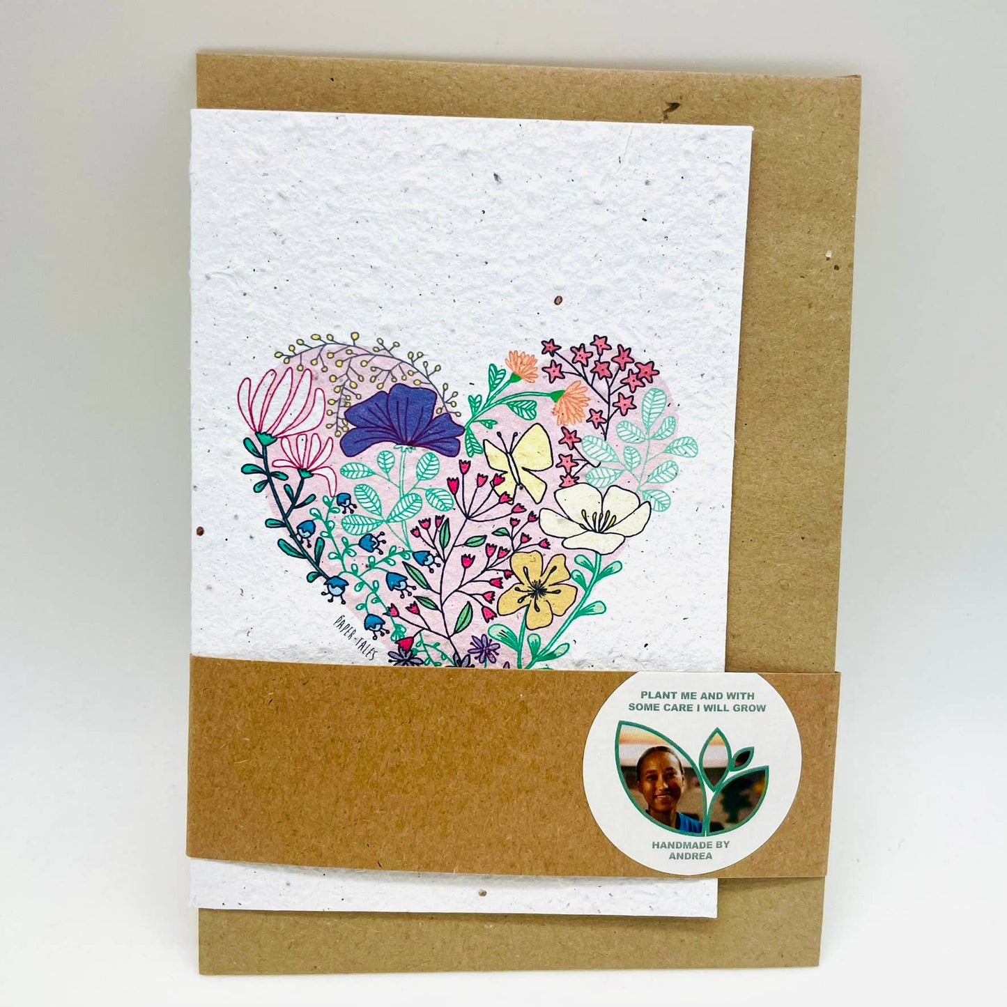 Growing Paper greeting card - Flower Heart: Paper Band