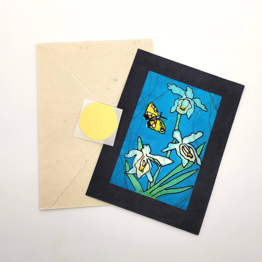 Orchids with Butterfly Batik Note Card