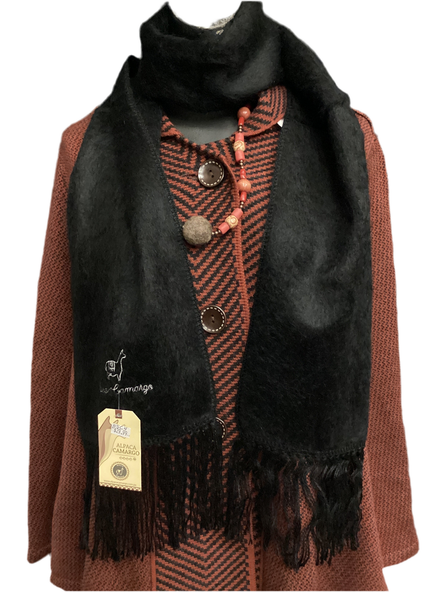 Pañuelo con flecos de alpaca “bulmpy”