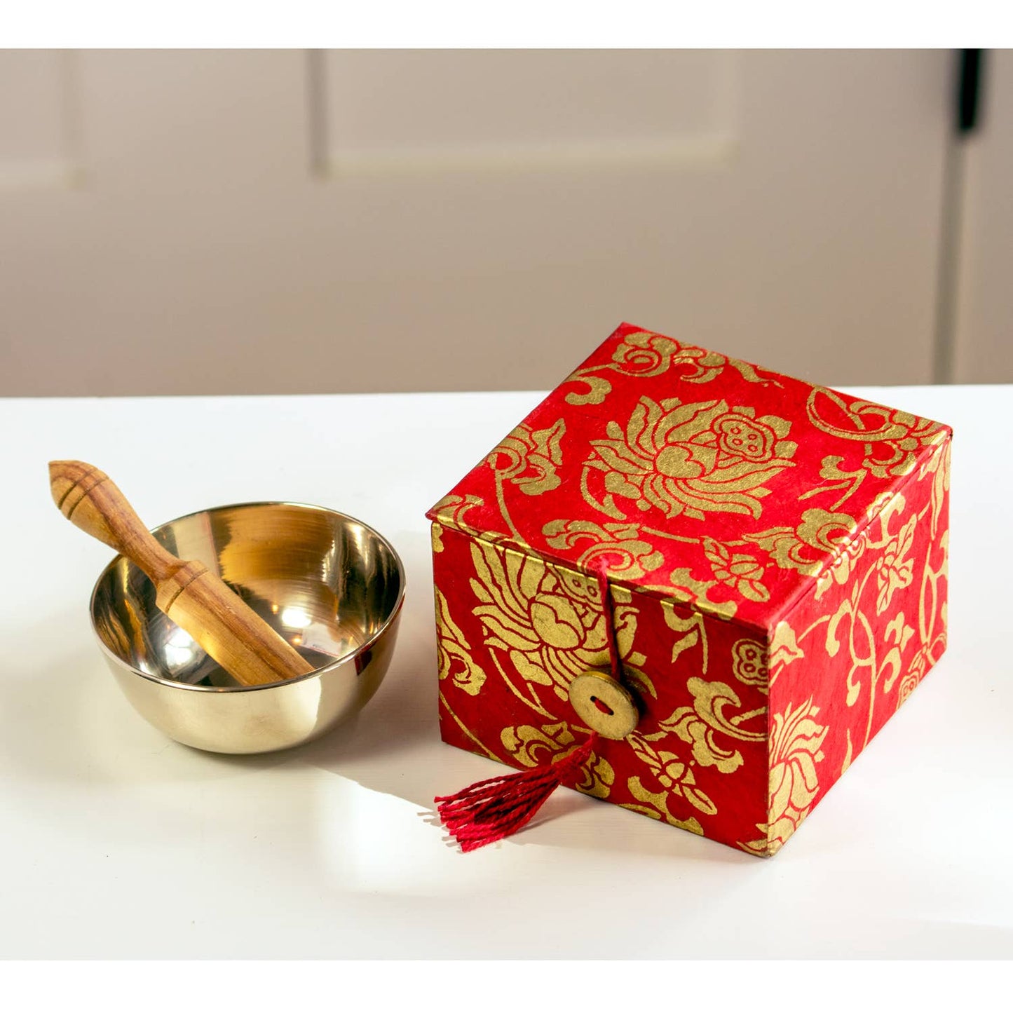 3" Red Lotus Meditation Bowl Box