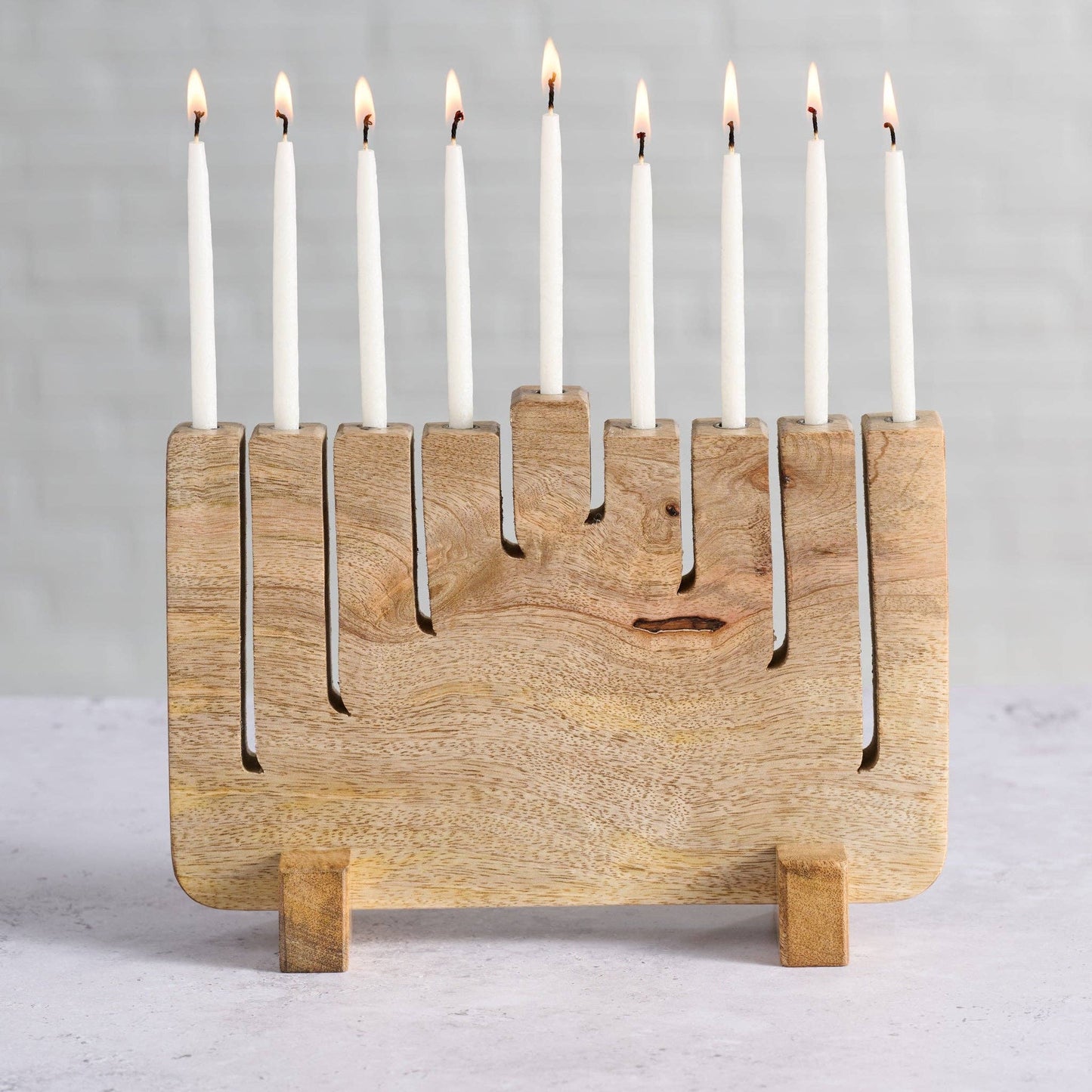 Modern Mango Wood Menorah *