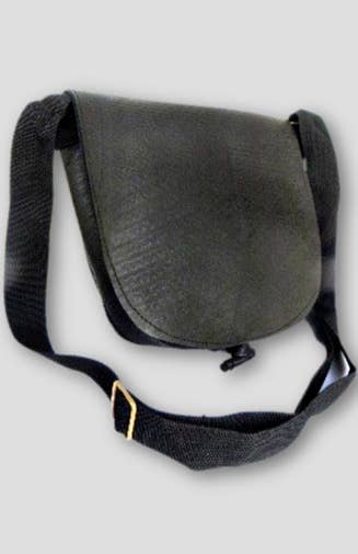 Handcrafted Recycled Rubber Crossbody Bag w Removable Strap