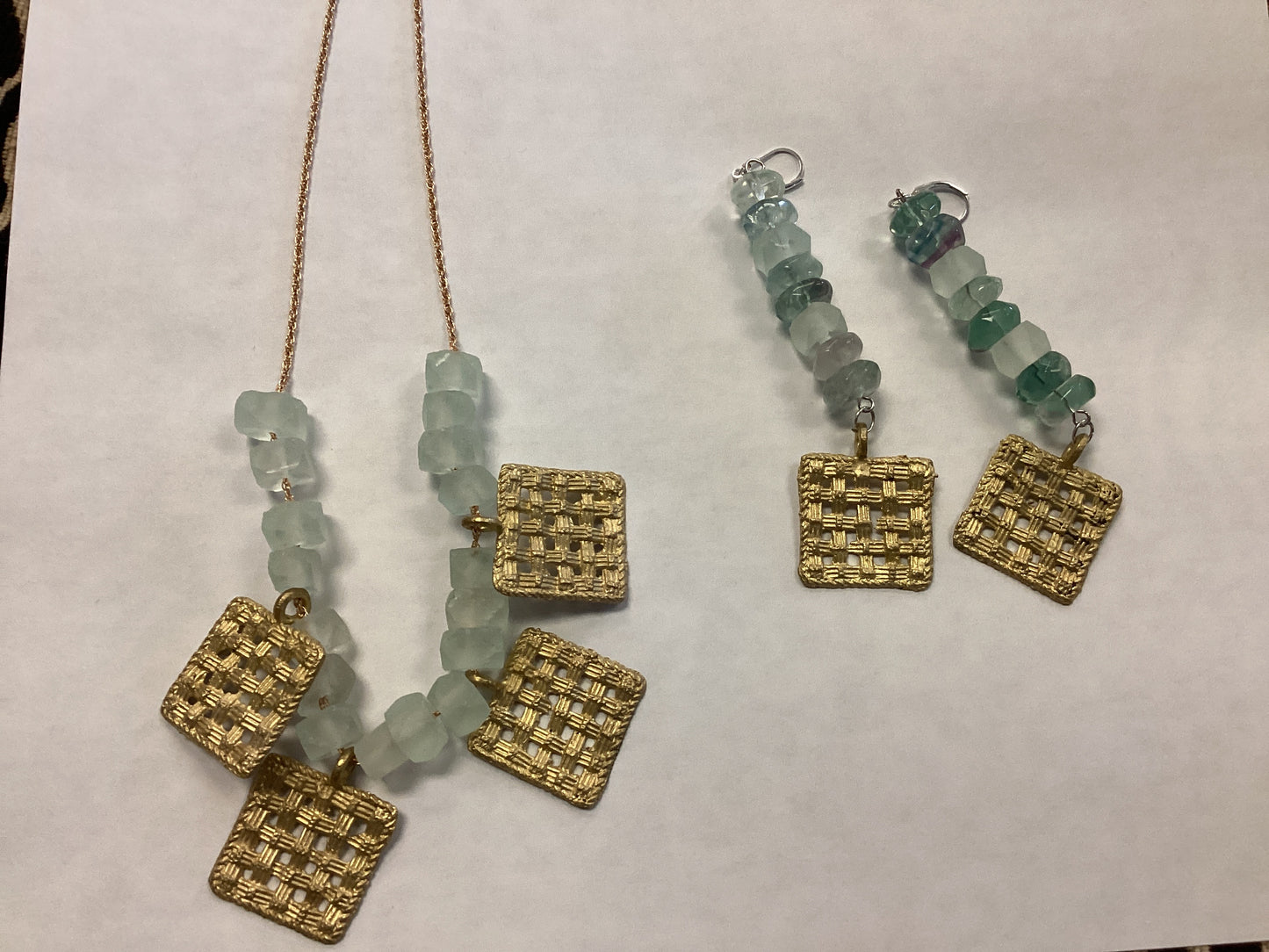 Glass Rock Jewelry set, ocean colors