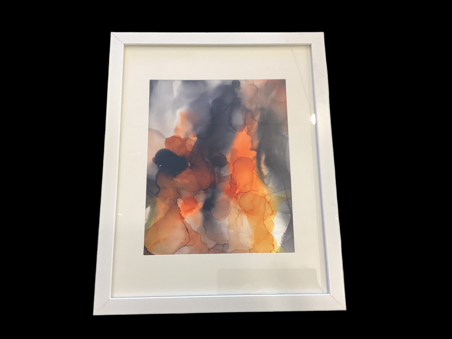 Orange and Black Bloom Alcohol Ink