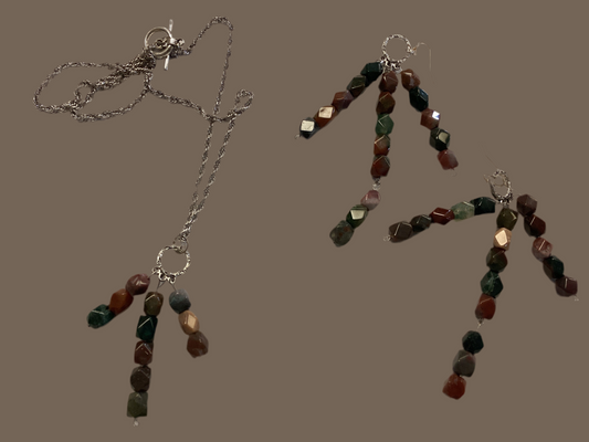 Hexagonal stone bead jewelry set