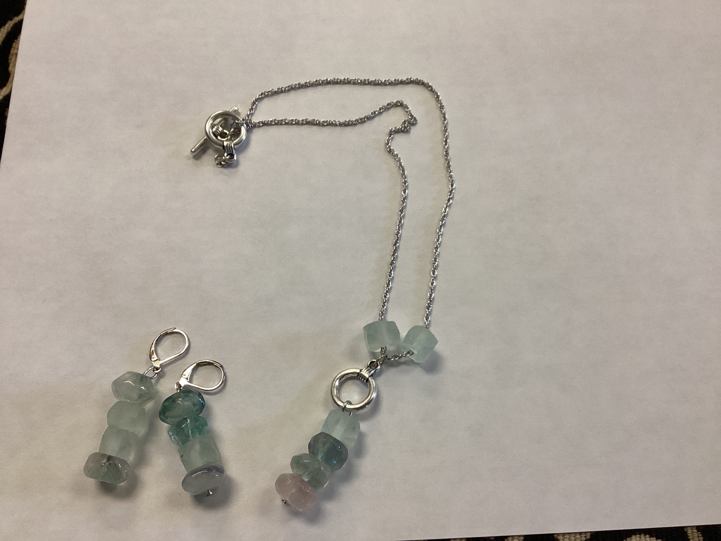 Glass Rock Jewelry set, ocean colors