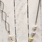 Glass Pearl and Vintage Diamond Shape Brass Chain Necklace