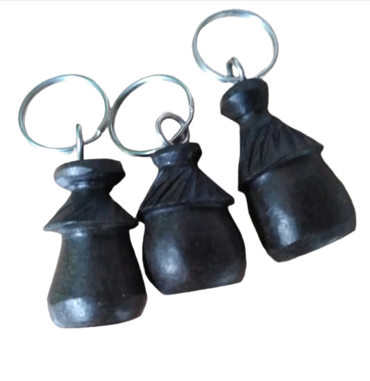 African Village Hut Wooden Keychain