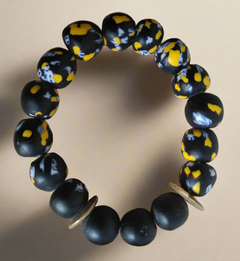 Ebony Sunshine Bracelet: African Beaded Bracelet