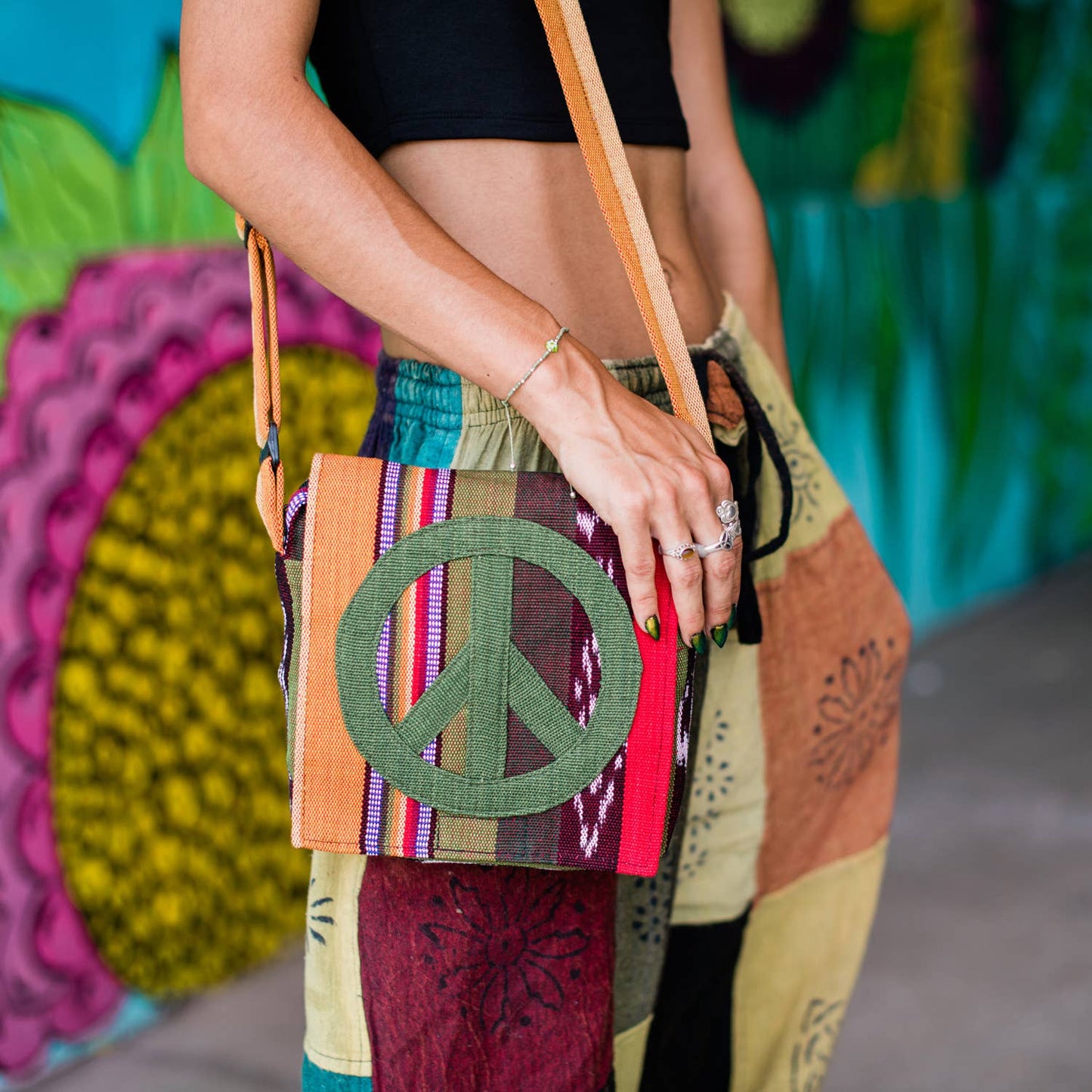 Small Ikat Peace Messenger Bag