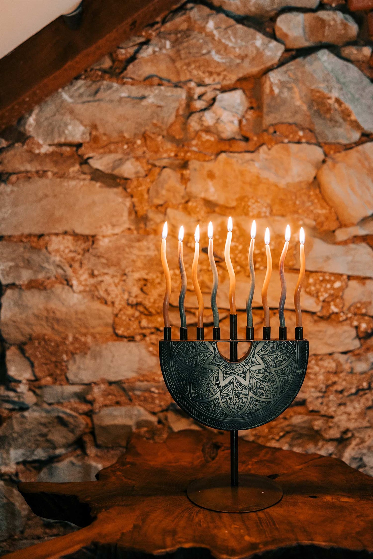 Engraved Iron Menorah