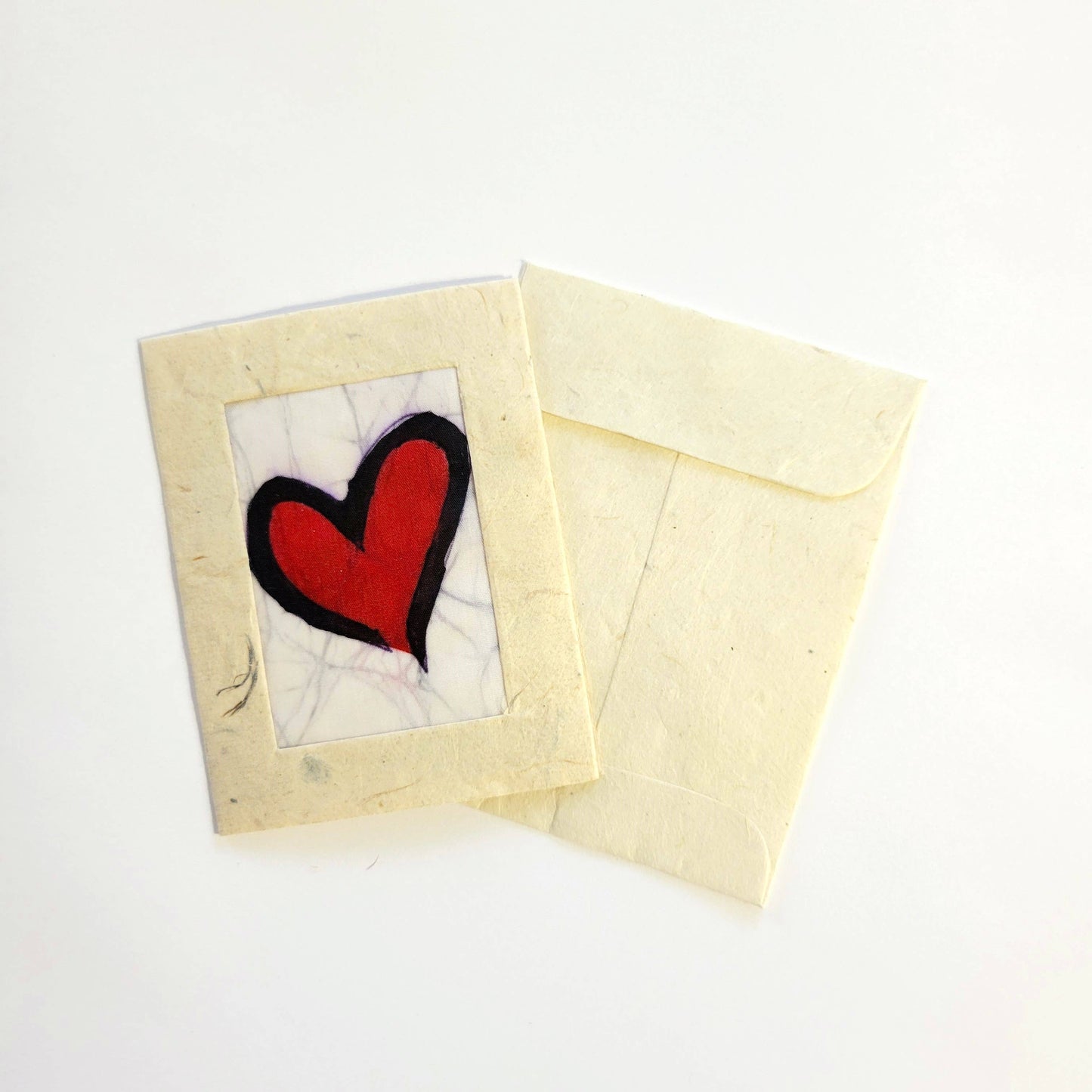 Batik Red Heart Mini Card