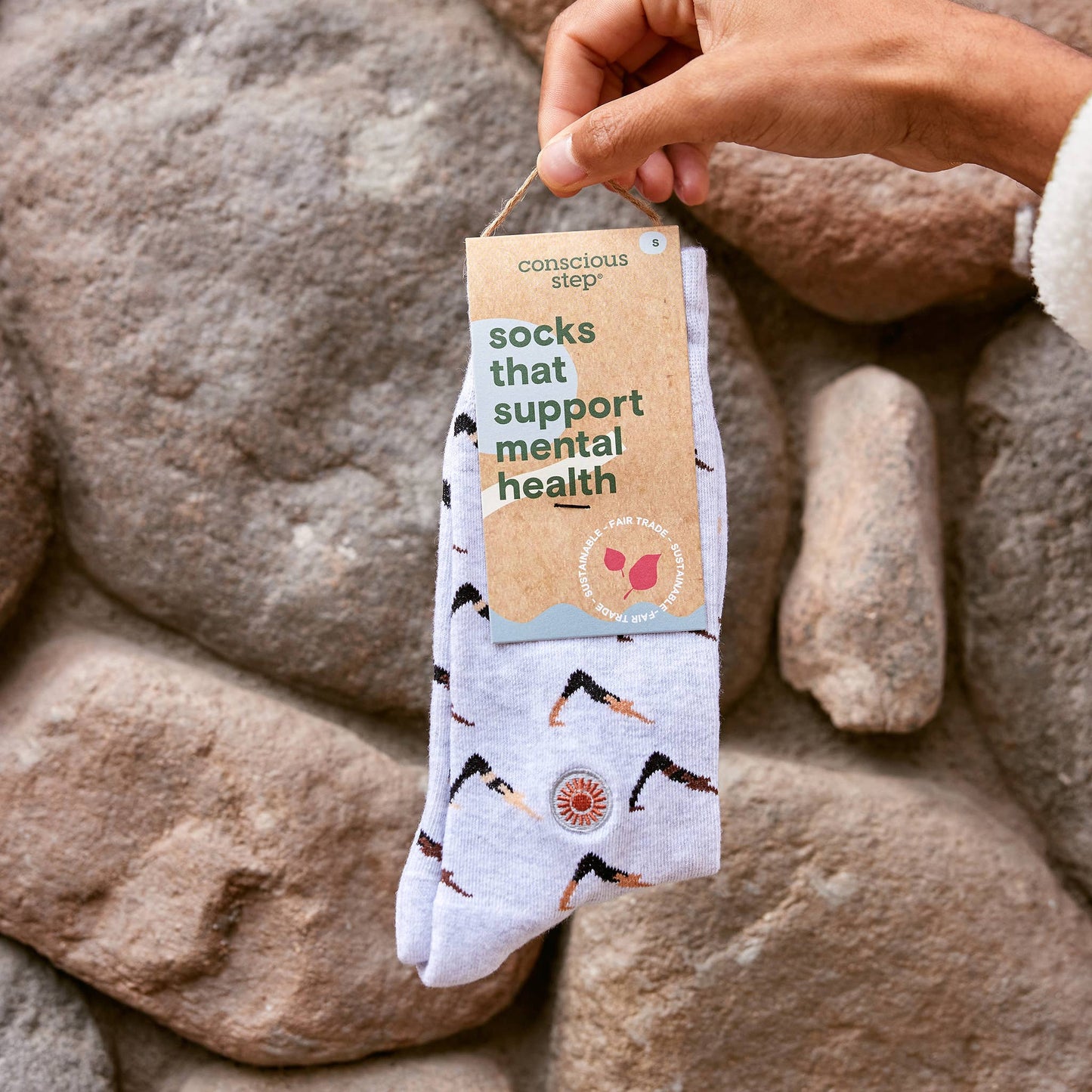 Socks that Support Mental Health (Gray Yogis): Medium