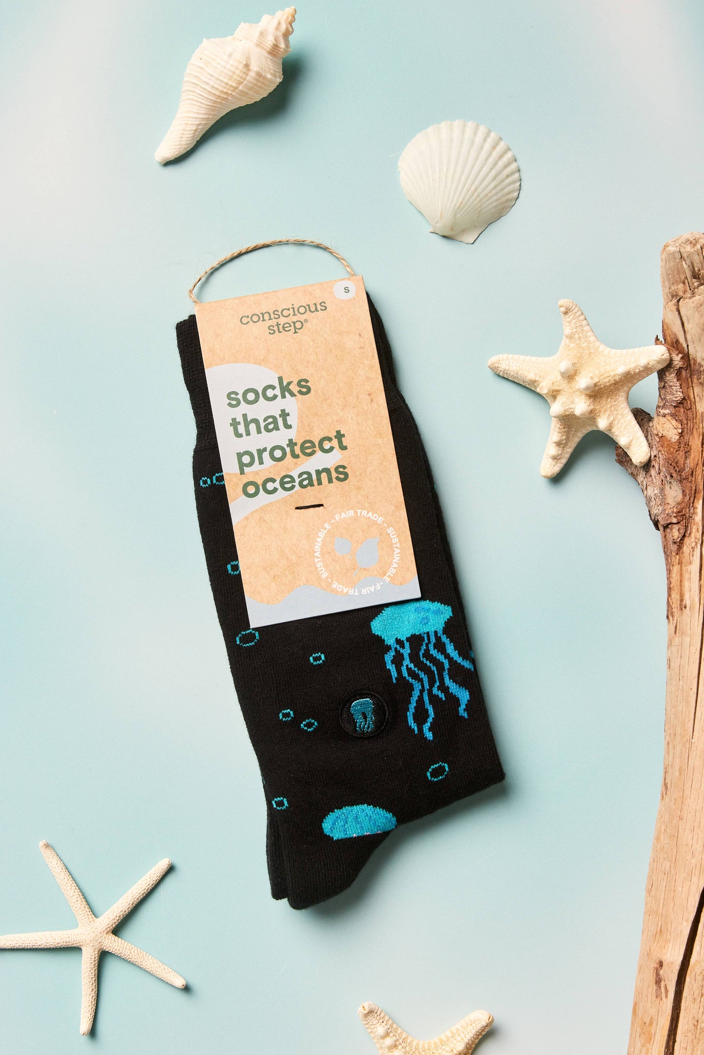 Socks that Protect Oceans (Black Jellyfish): Small