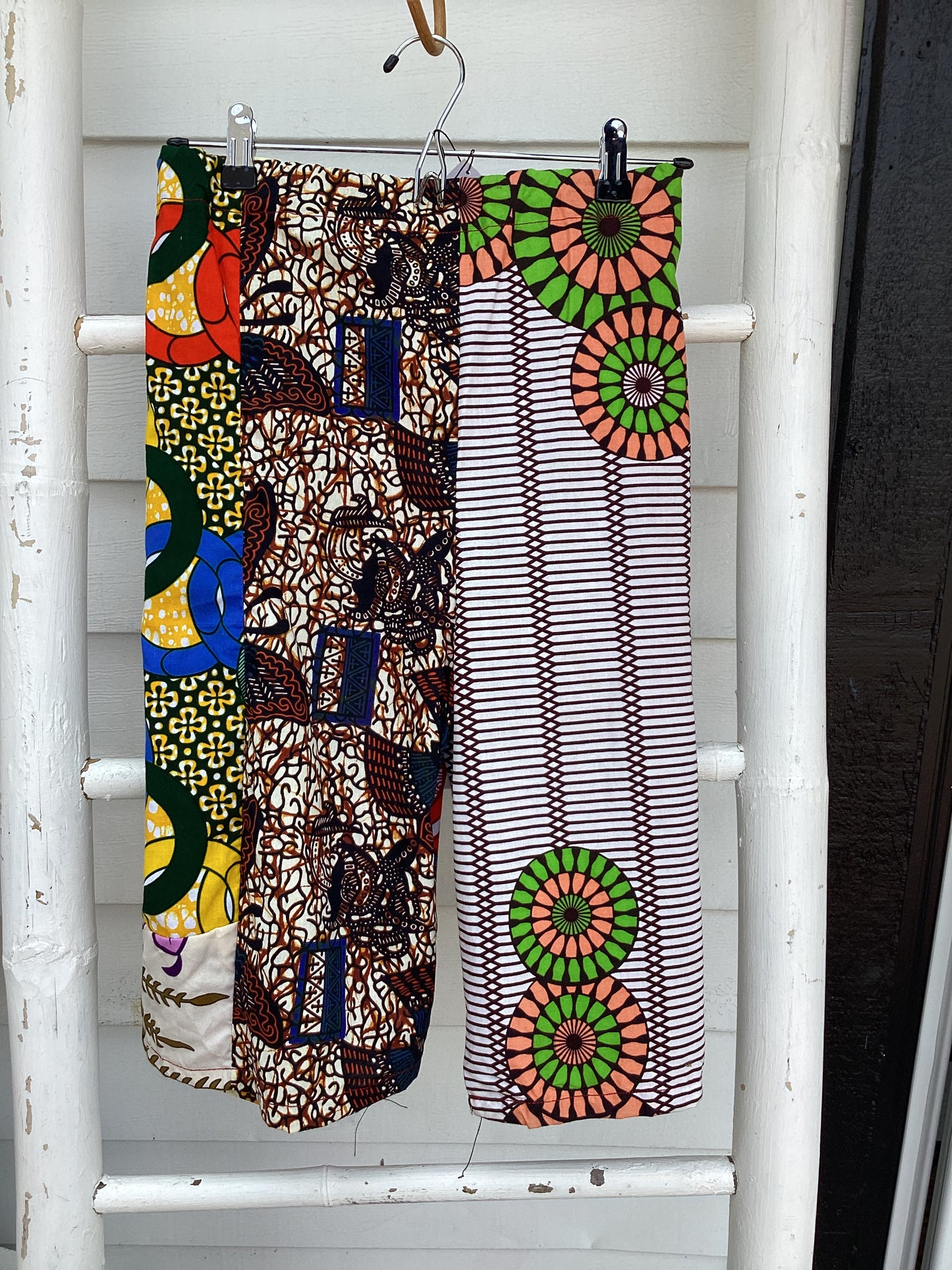 Patchwork African wax print shorts