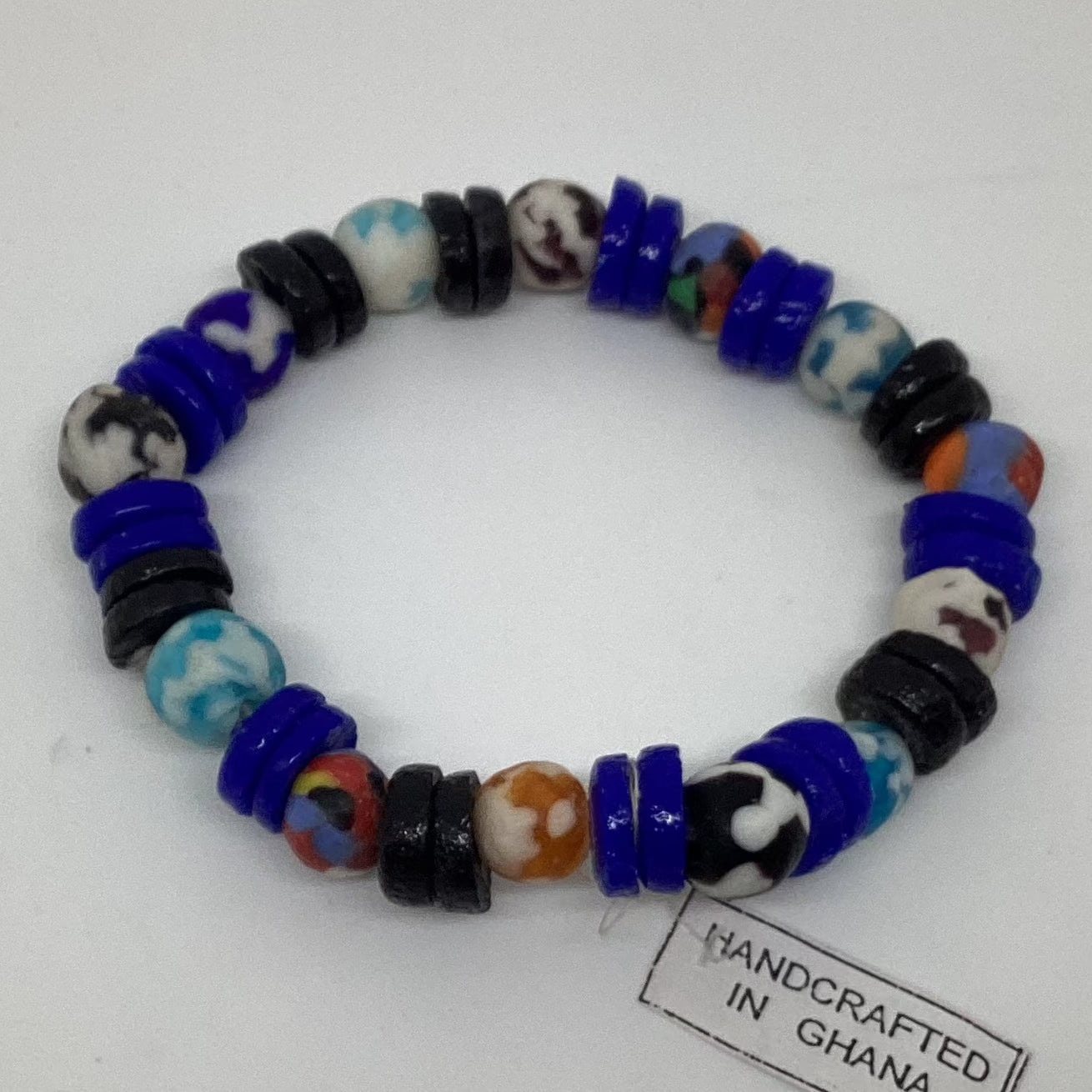 Pulsera elástica de cuentas de vidrio reciclado