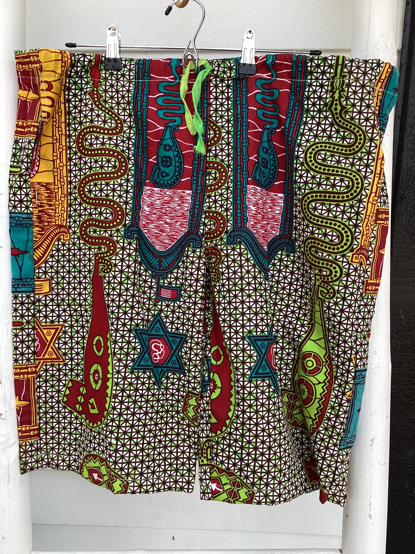 Patchwork African wax print shorts