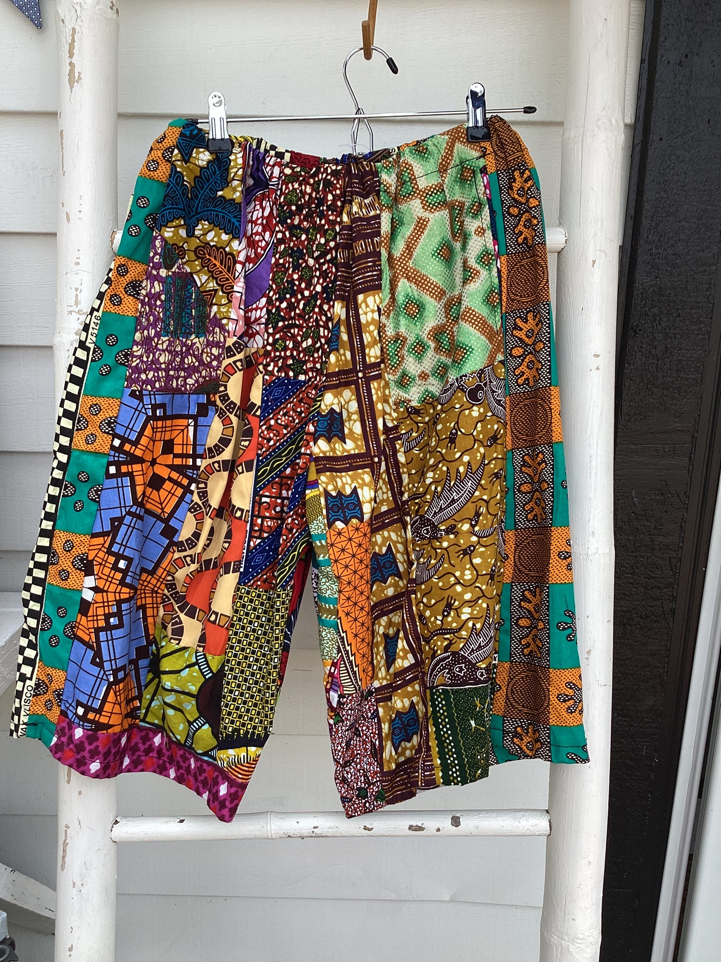 Patchwork African wax print shorts