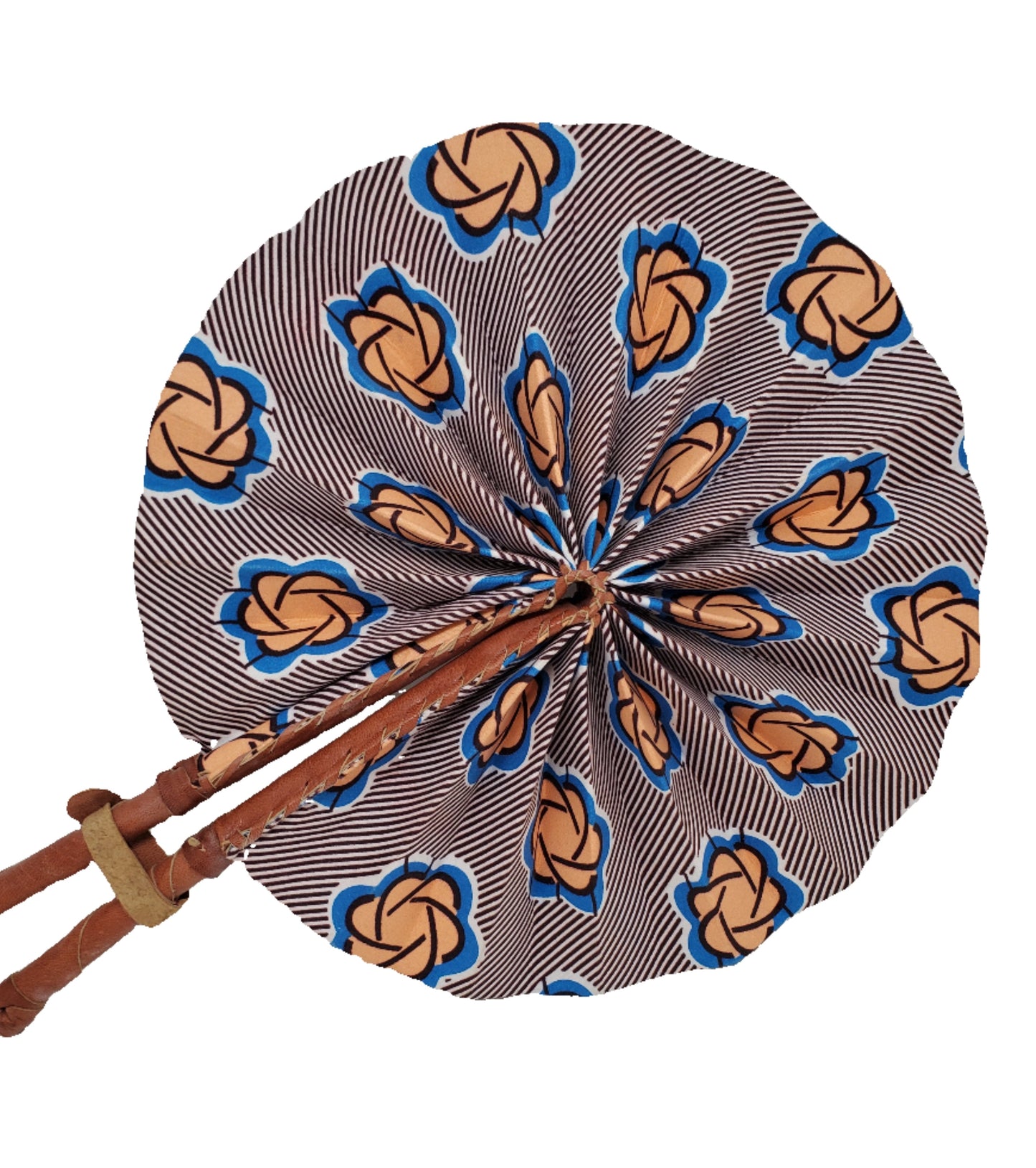 Abanico con estampado de cera africana, hecho a mano en Ghana