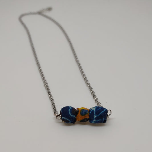 Triple Fabric Bead Necklace