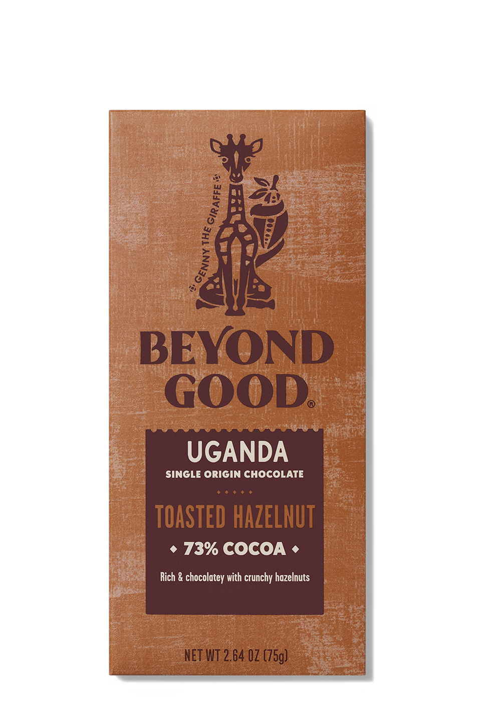 Fair Trade Organic Toasted Hazelnut 73% Uganda Chocolate Bar