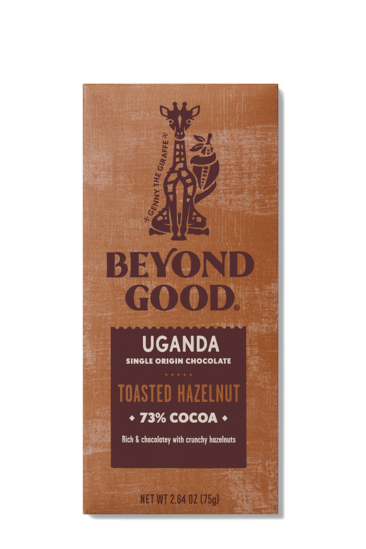 Fair Trade Organic Toasted Hazelnut 73% Uganda Chocolate Bar