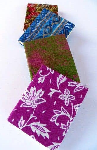 3.5x 4.5" Hardcover Pocket Book With Silk Sari, Tree-Free