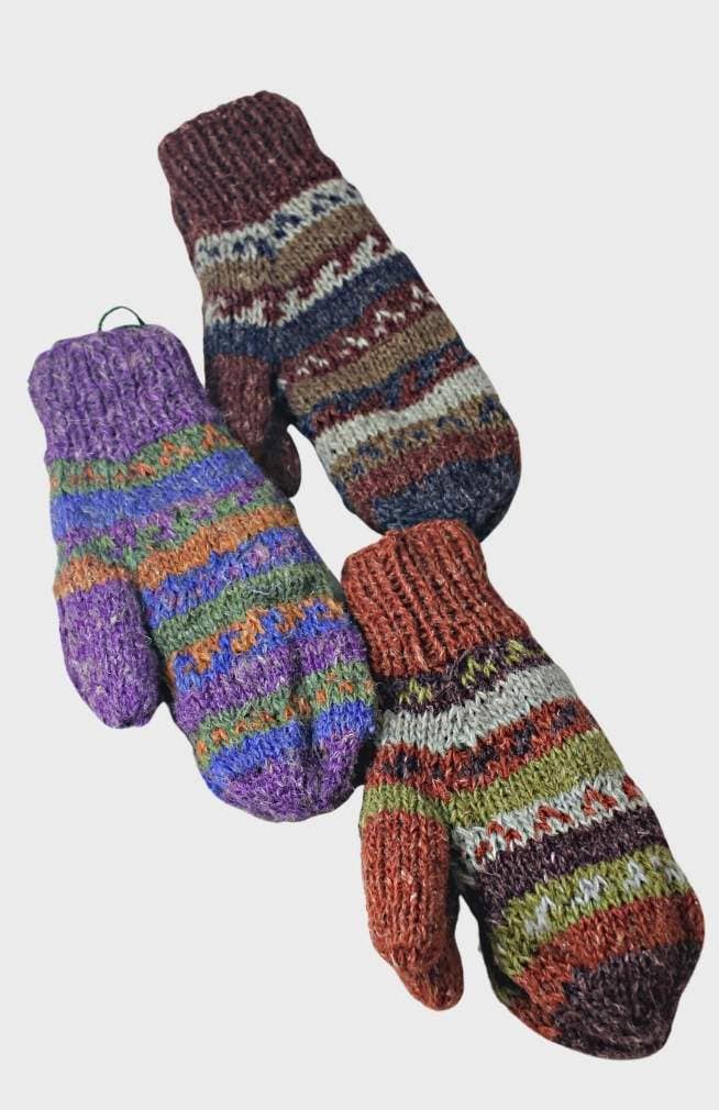Hemp Knit Mitten, fleece lined