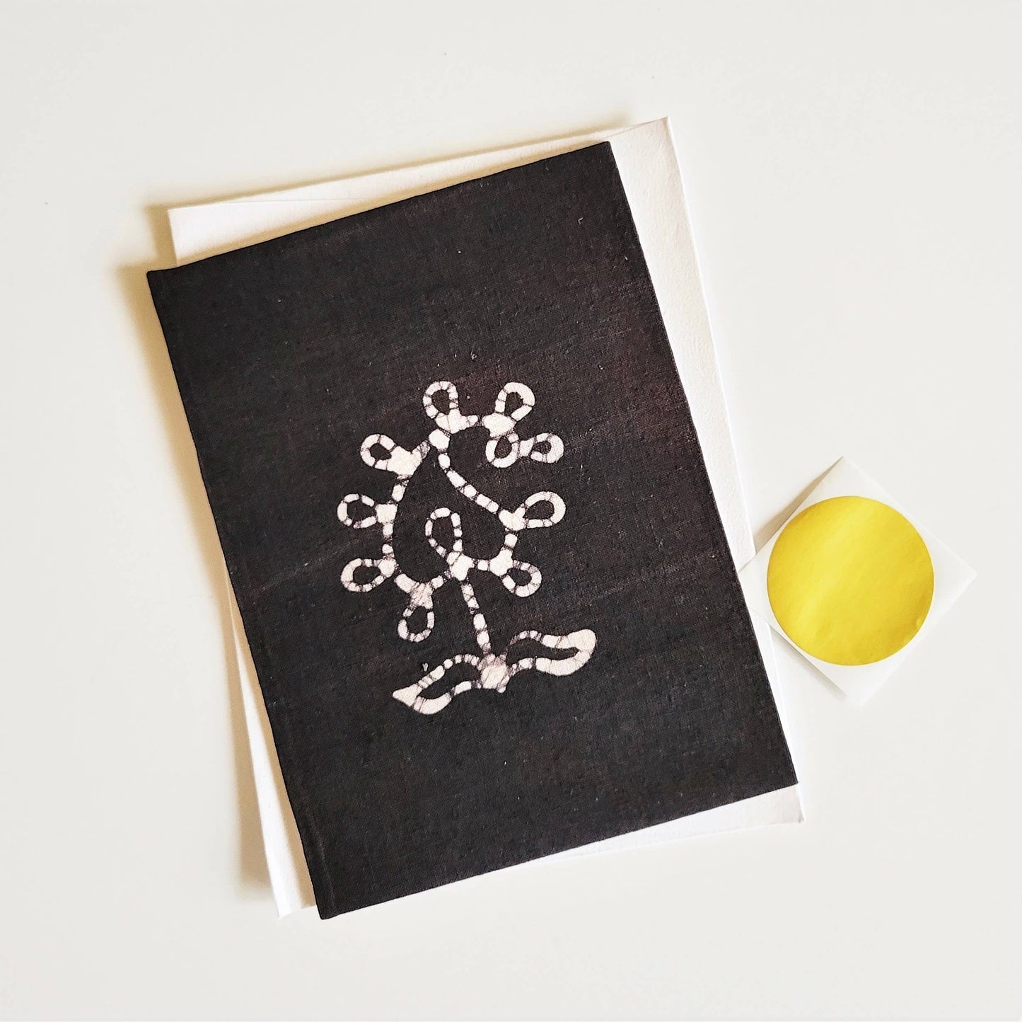 Black Kolka Pattern Vegetable Dyed Batik Note Card