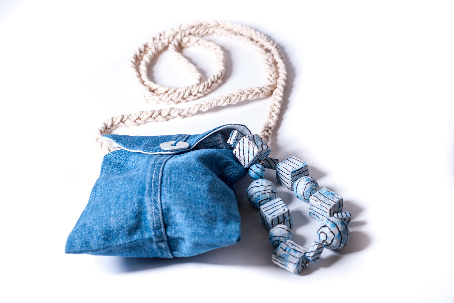 Denim Passport Bag with Washer