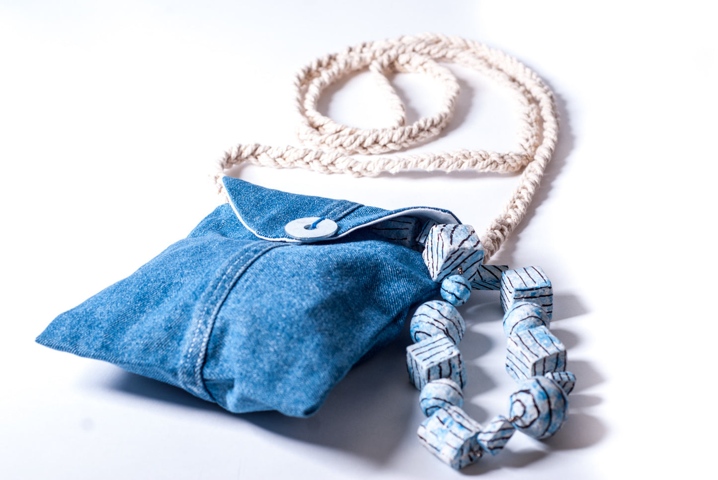 Denim Passport Bag with Washer