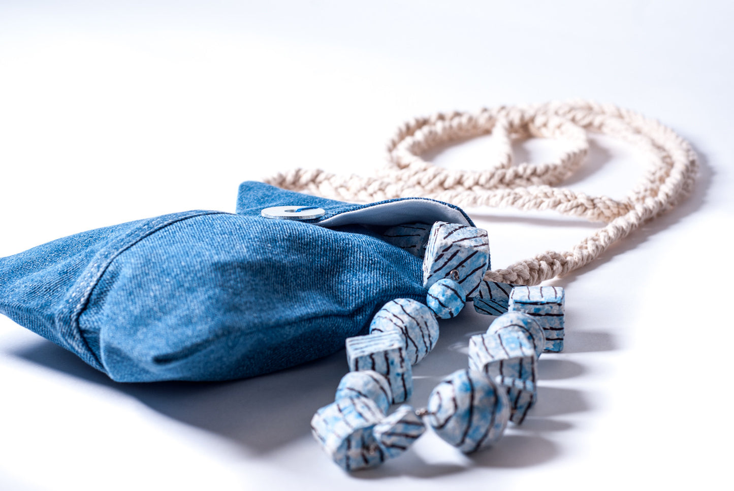 Denim Passport Bag with Washer