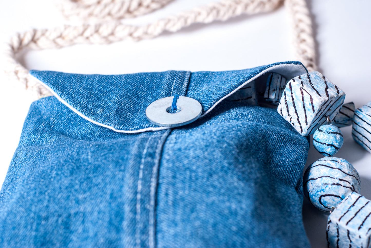 Denim Passport Bag with Washer