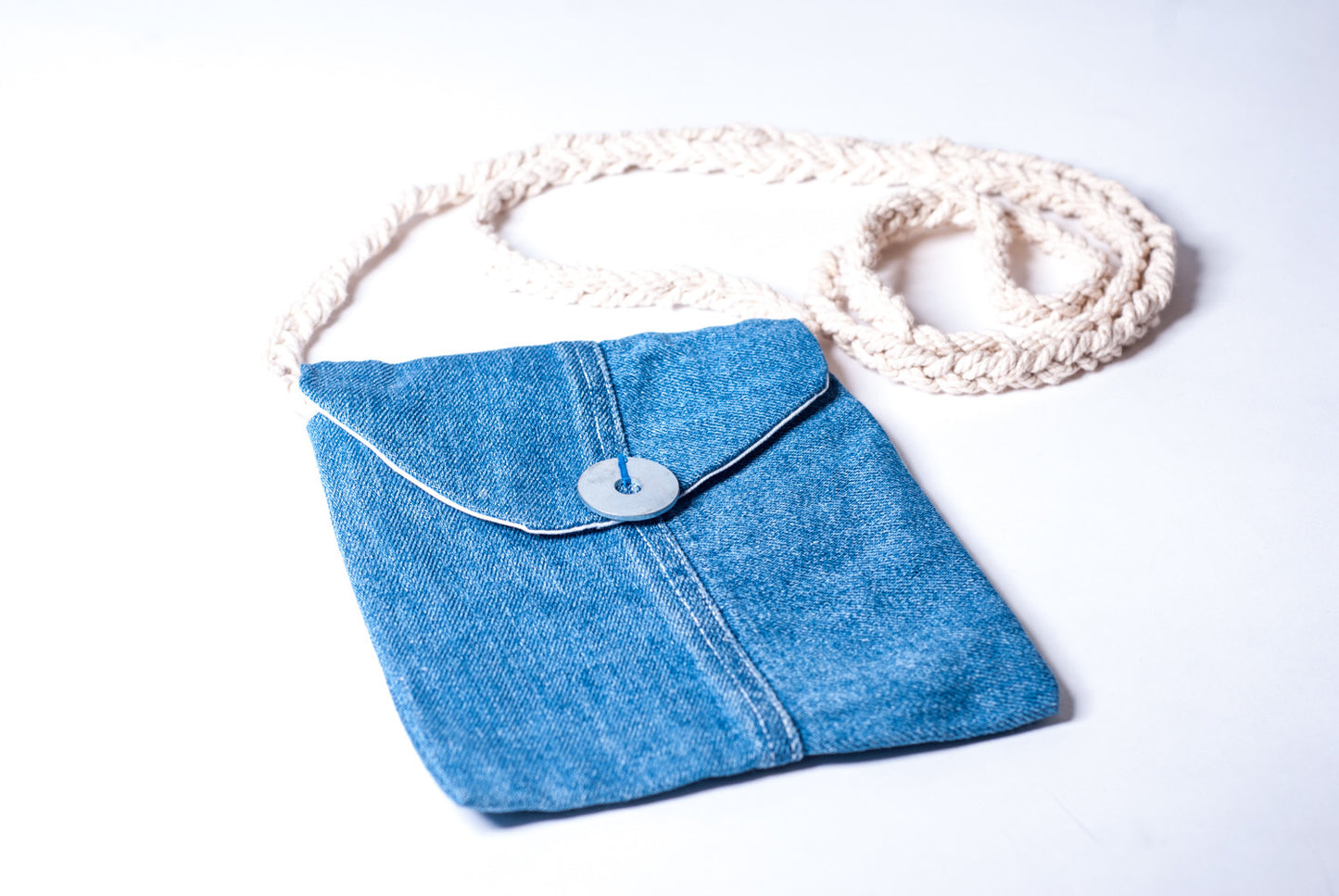 Denim Passport Bag with Washer