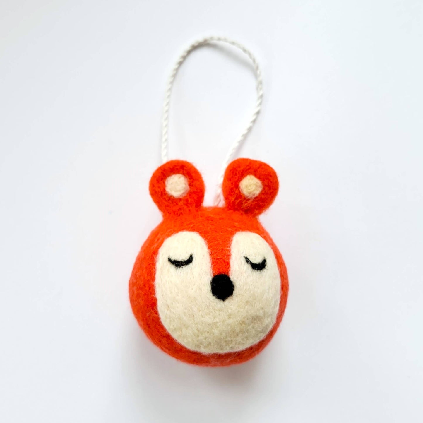 Fox Felted Wool Ball Ornament
