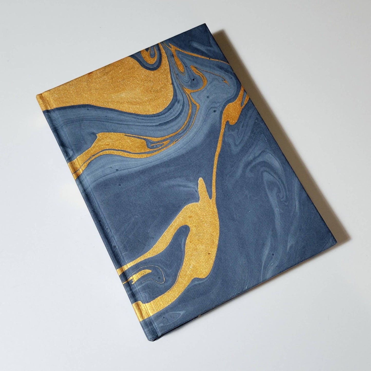 Blue and Gold Swirl Marble Hardback Journal
