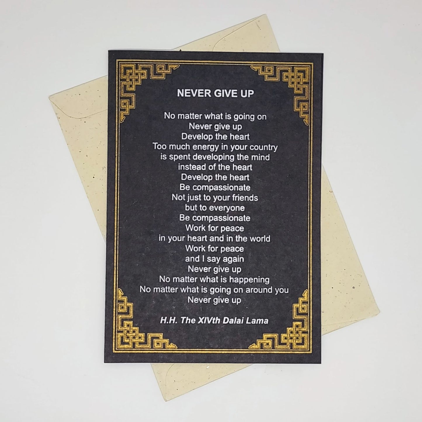 Tarjetas de citas del Dalai Lama, hechas a mano, 100% algodón