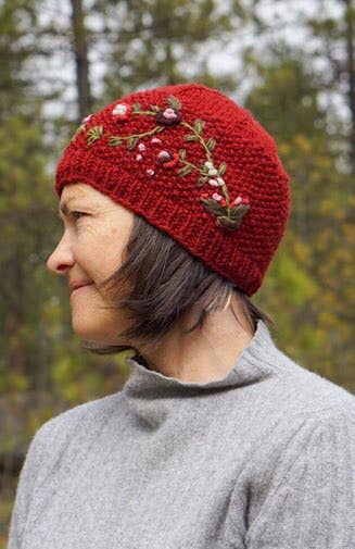 Wool Knit Beanie, Embroidered
