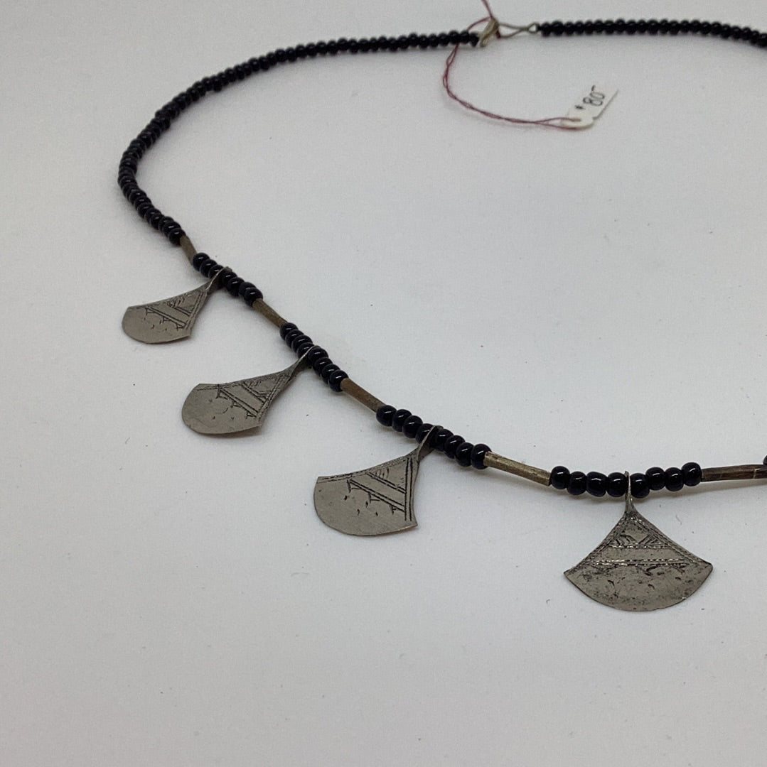 Tuareg silver beaded necklace