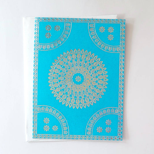 Turquoise Mandala Foiled Card