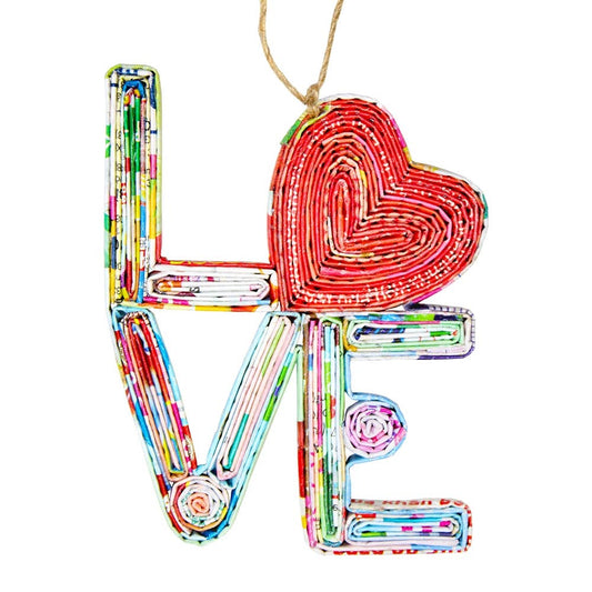 Recycled Magazine Love Heart Ornament  TLV148
