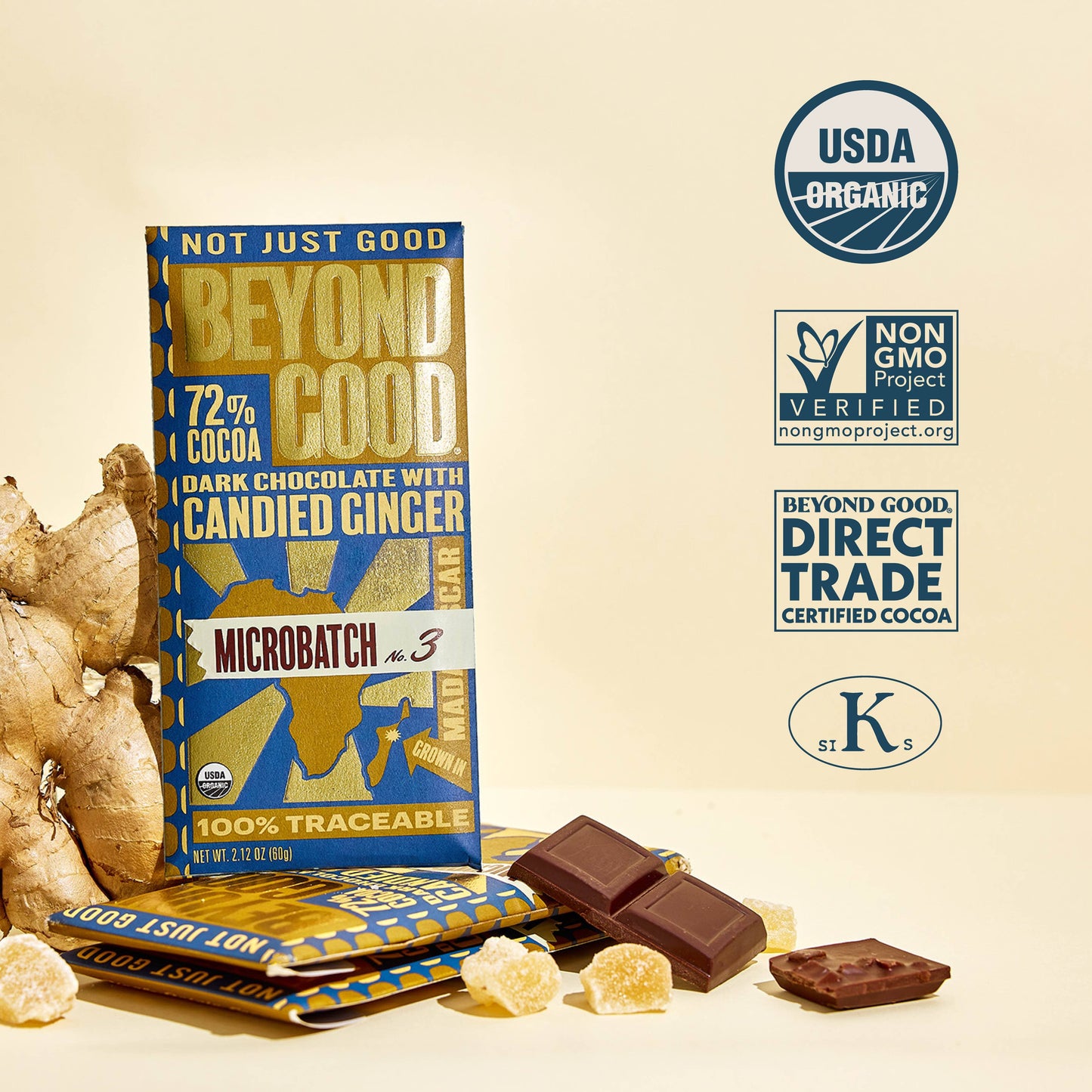 [Microbatch] 72% Cocoa Dark Chocolate with Candied Ginger