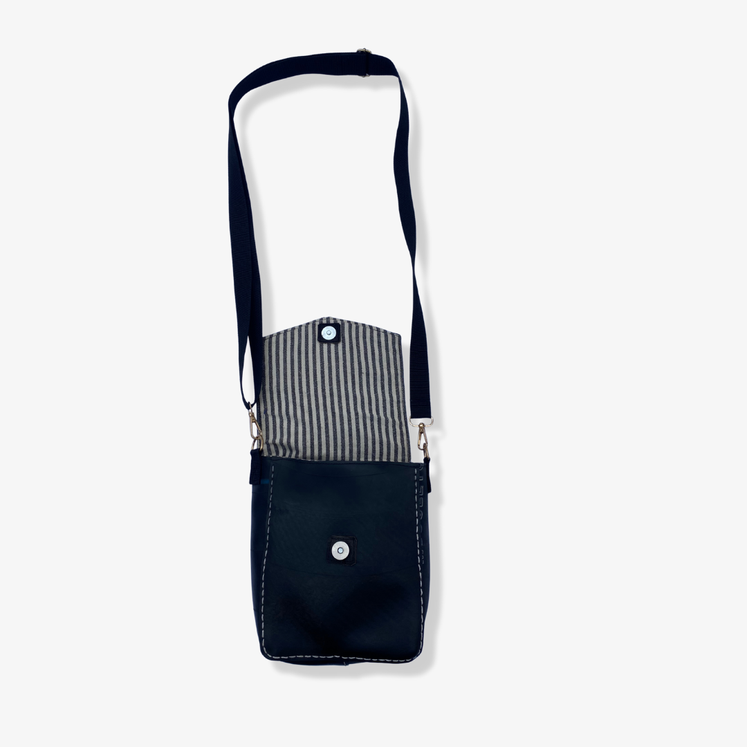 Handcrafted Rubber Crossbody Flap Bag w Removable Strap