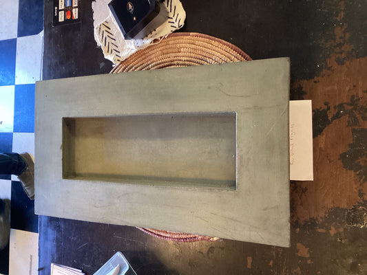 Green concrete table center for candles/decor